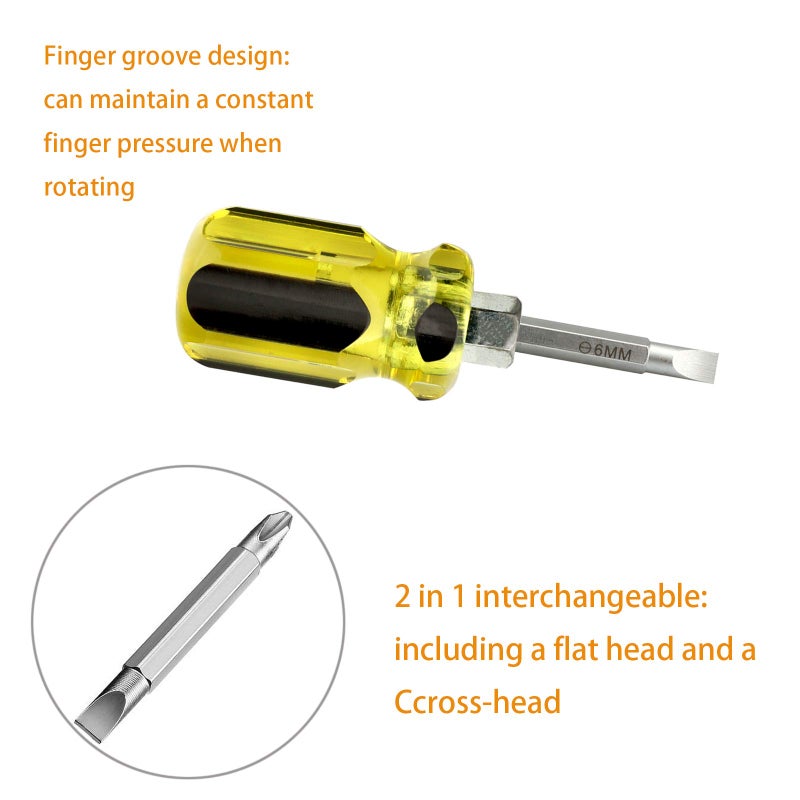 Buspoll Stubby Magnetic short Screwdriver with Phillips and Flat Heads - Perfect for DIY Repairs - Image 4